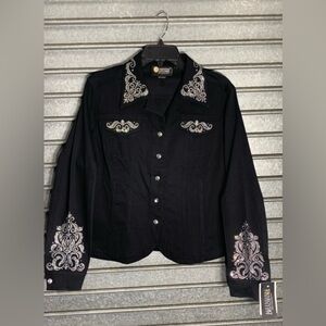 Christine Alexander Swarovski Crystal jacket rhinestone silver lace